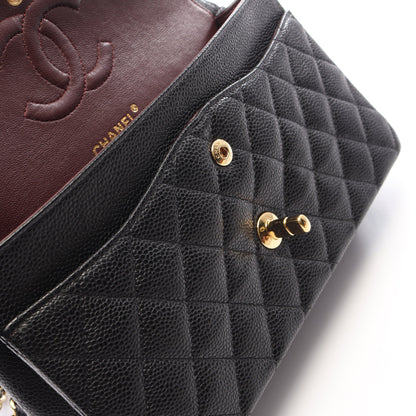 マトラッセ Wフラップ Wチェーンショルダーバッグ キャビアスキン ブラック ゴールド金具 シャネル バッグ CHANEL