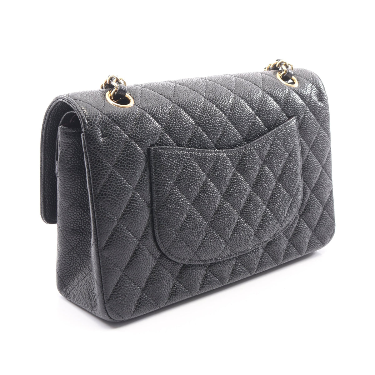 マトラッセ Wフラップ Wチェーンショルダーバッグ キャビアスキン ブラック ゴールド金具 シャネル バッグ CHANEL