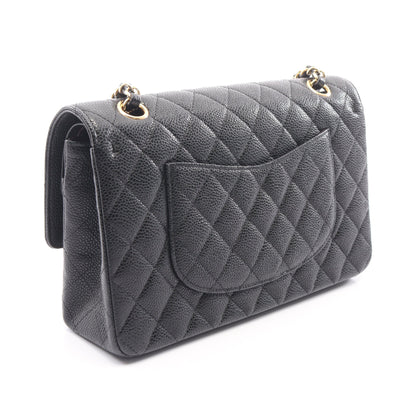 マトラッセ Wフラップ Wチェーンショルダーバッグ キャビアスキン ブラック ゴールド金具 シャネル バッグ CHANEL