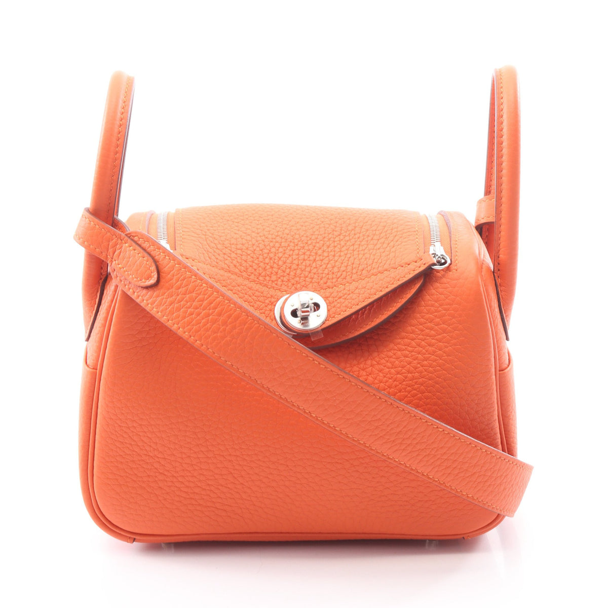 リンディ ミニ タンジェリン ショルダーバッグ トリヨンクレマンス オレンジ シルバー金具 G刻印 エルメス バッグ HERMES