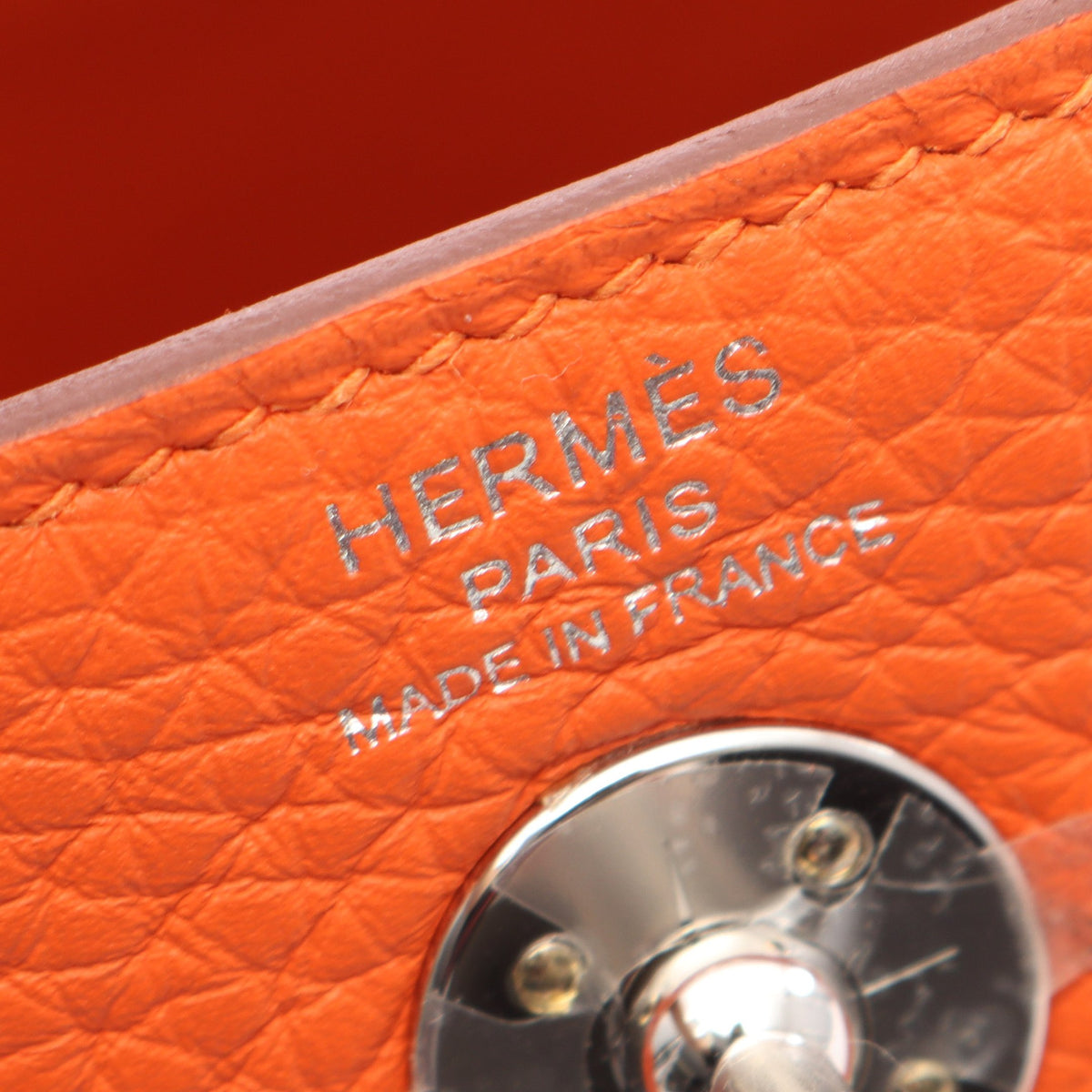 リンディ ミニ タンジェリン ショルダーバッグ トリヨンクレマンス オレンジ シルバー金具 G刻印 エルメス バッグ HERMES