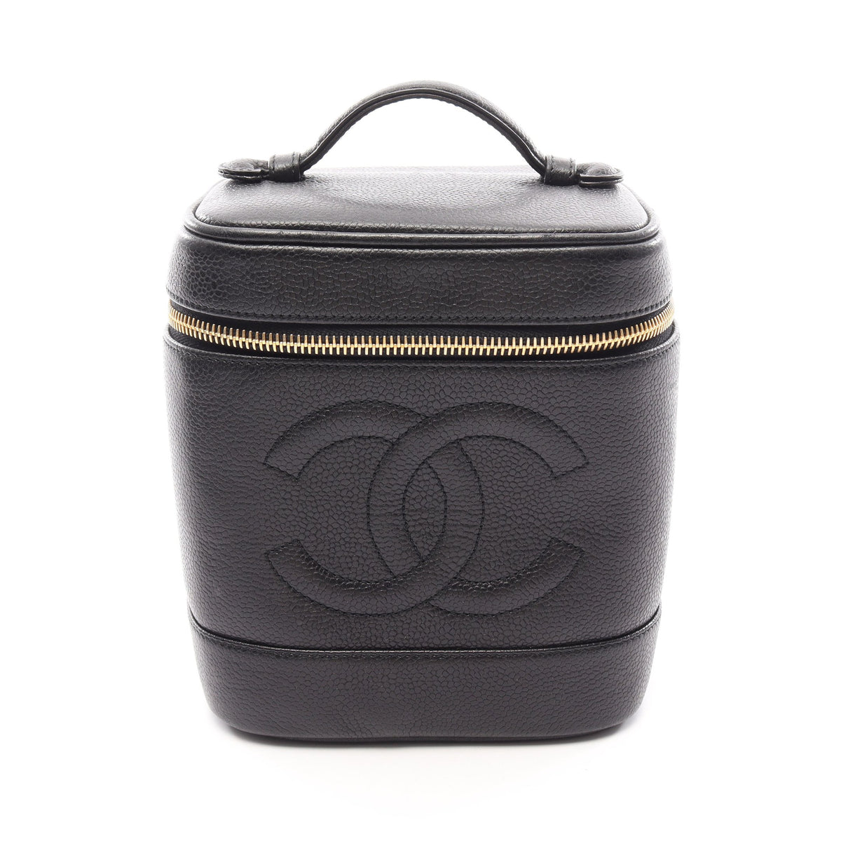 ココマーク ハンドバッグ バニティバッグ キャビアスキン ブラック ゴールド金具 シャネル バッグ CHANEL