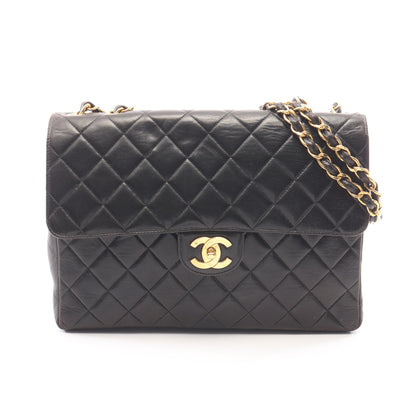 デカマトラッセ30 シングルフラップ Wチェーンショルダーバッグ ラムスキン ブラック ゴールド金具 シャネル バッグ CHANEL