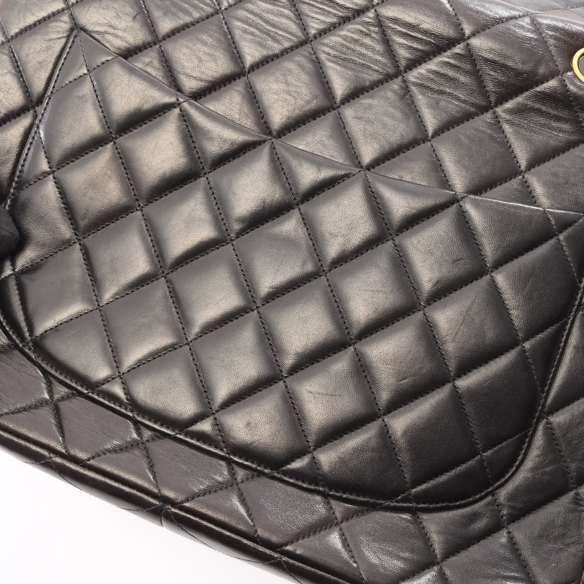 デカマトラッセ30 シングルフラップ Wチェーンショルダーバッグ ラムスキン ブラック ゴールド金具 シャネル バッグ CHANEL