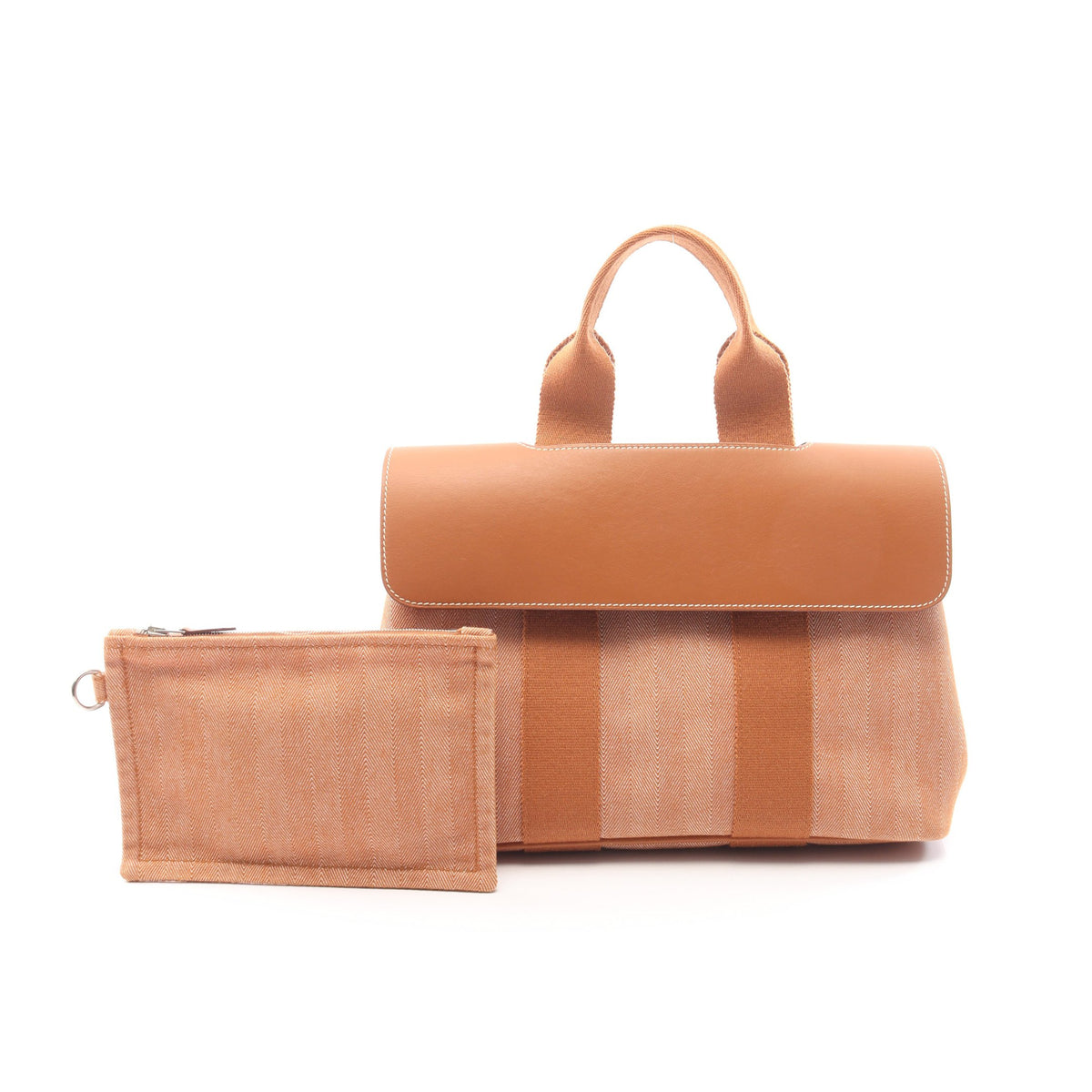 ヴァルパライソPM ゴールド ハンドバッグ トワルシェブロン ヴォースイフト ブラウン シルバー金具 エルメス バッグ HERMES