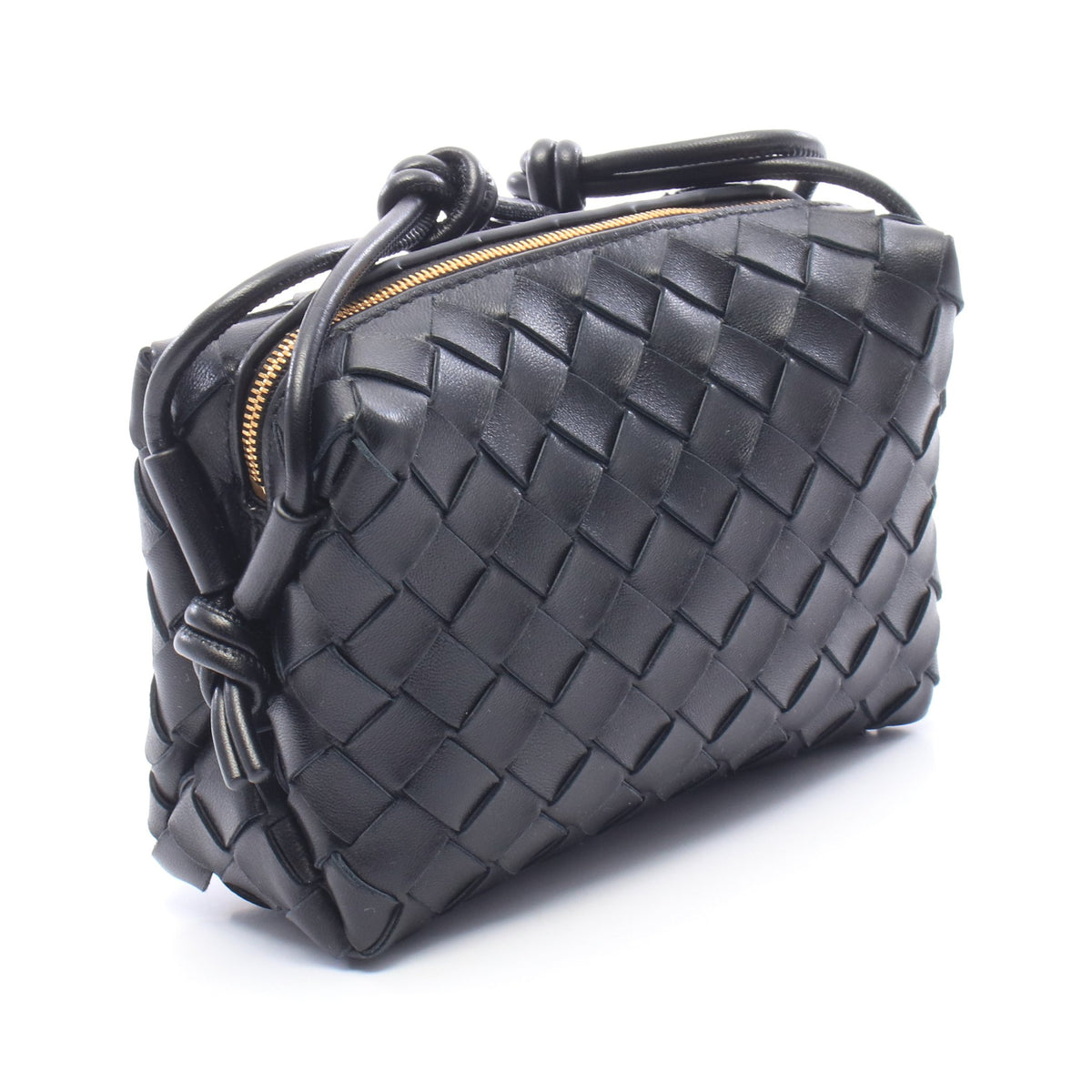 イントレチャート ミニ ループ カメラバッグ ショルダーバッグ レザー ブラック ボッテガヴェネタ バッグ BOTTEGA VENETA