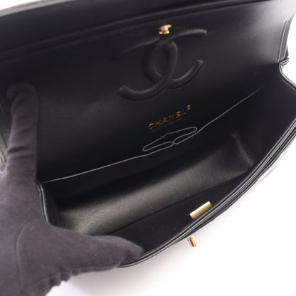 マトラッセ Wフラップ 宇宙アイコン Wチェーンショルダーバッグ ラムスキン ブラック ゴールド金具 シャネル バッグ CHANEL