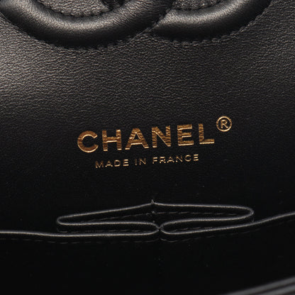 マトラッセ Wフラップ 宇宙アイコン Wチェーンショルダーバッグ ラムスキン ブラック ゴールド金具 シャネル バッグ CHANEL