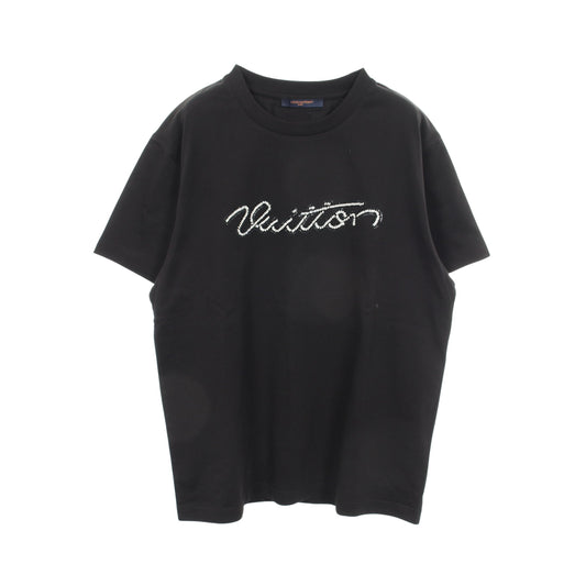 26SS エンベリッシュド シグネチャー ショートスリーブ 半袖Tシャツ コットン ブラック ルイヴィトン トップス LOUIS VUITTON