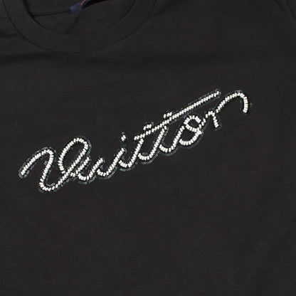 26SS エンベリッシュド シグネチャー ショートスリーブ 半袖Tシャツ コットン ブラック ルイヴィトン