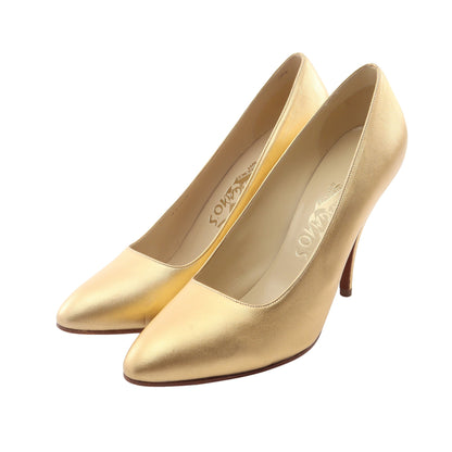 Ferragamo's Creations 500足限定 パンプス レザー ゴールド サルヴァトーレフェラガモ