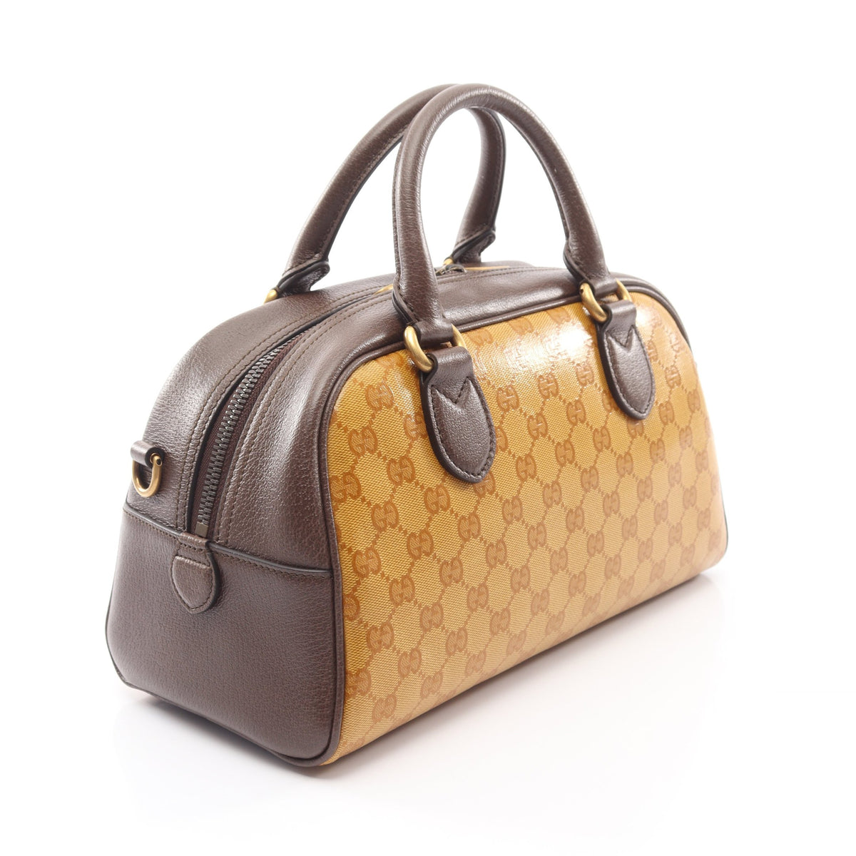 GUCCI × adidas ミニ ダッフルバッグ GGクリスタル 2WAY ハンドバッグ コーティングキャンバス レザー ベージュ ブラウン ホワイト グッチ バッグ GUCCI