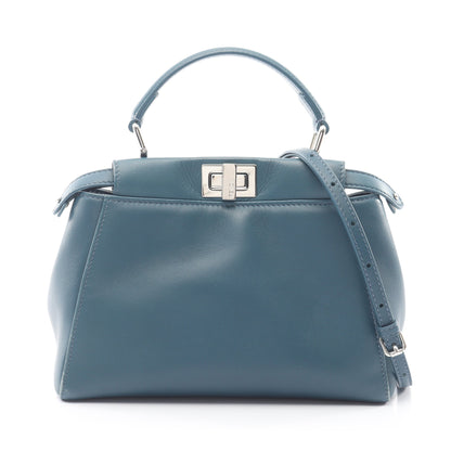 ミニピーカブー 2WAY ハンドバッグ レザー ダークブルー フェンディ バッグ FENDI