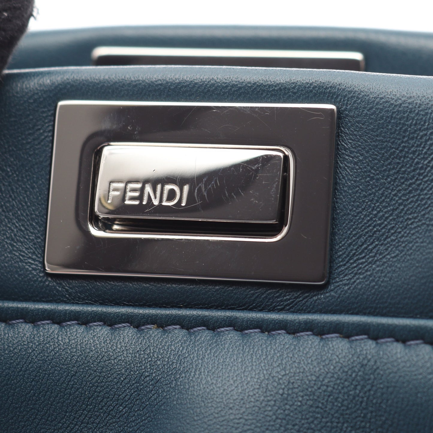 ミニピーカブー 2WAY ハンドバッグ レザー ダークブルー フェンディ バッグ FENDI
