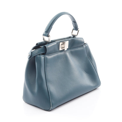 ミニピーカブー 2WAY ハンドバッグ レザー ダークブルー フェンディ バッグ FENDI