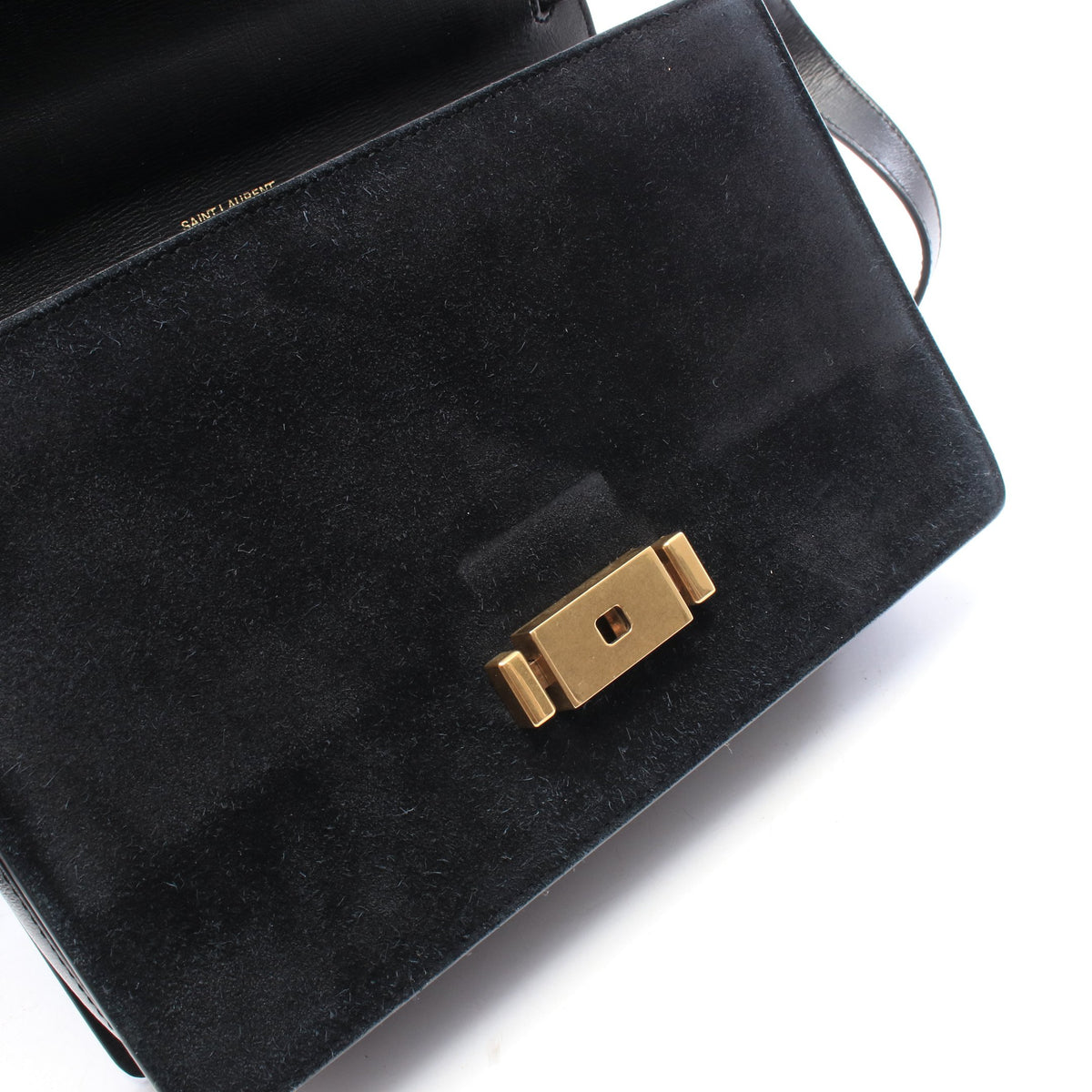 ベルシャス ミディアム ショルダーバッグ レザー スエード ブラック サンローランパリ バッグ SAINT LAURENT PARIS
