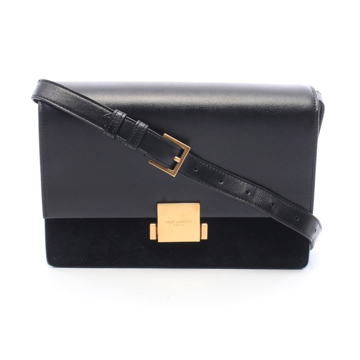 ベルシャス ミディアム ショルダーバッグ レザー スエード ブラック サンローランパリ バッグ SAINT LAURENT PARIS