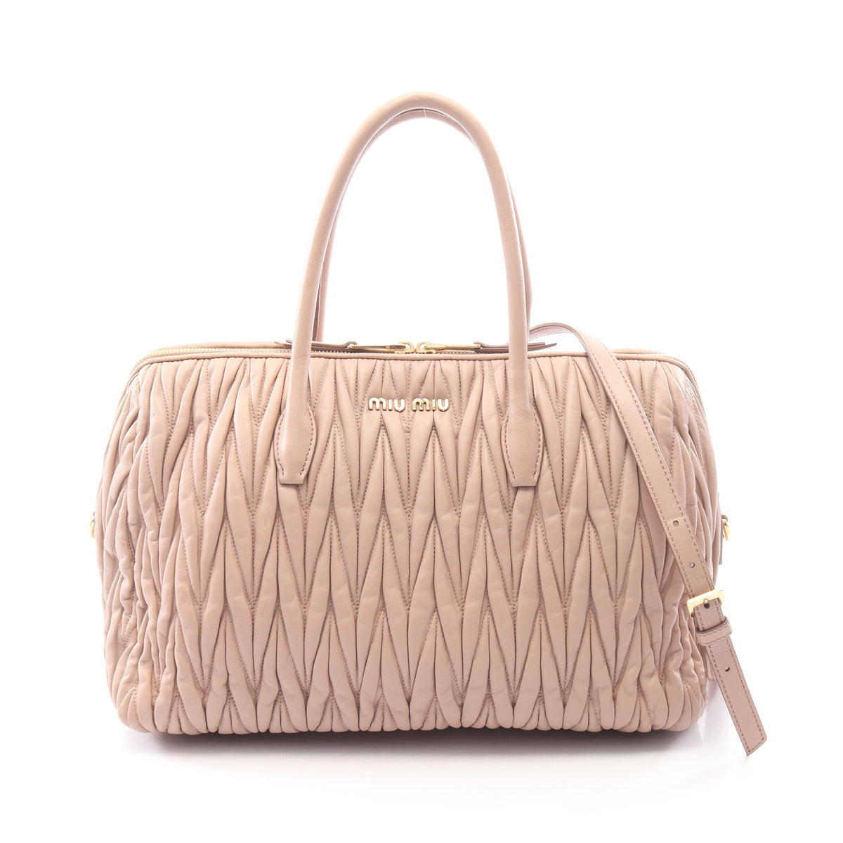 マテラッセ 2WAY ハンドバッグ レザー ピンクベージュ ミュウミュウ バッグ miu miu
