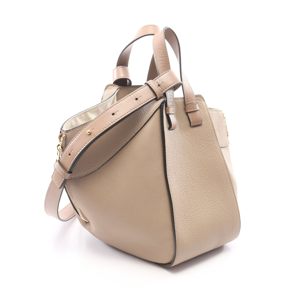 ハンモックバッグ スモール 2WAY ハンドバッグ レザー ベージュ グレーブラウン ロエベ バッグ LOEWE