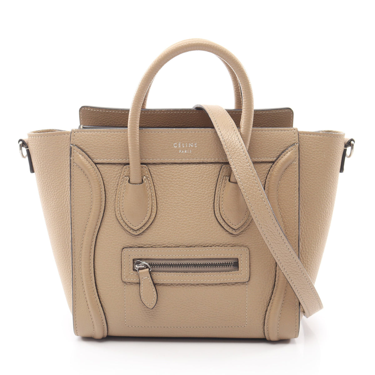 ラゲージ ナノショッパー 2WAY ハンドバッグ レザー ベージュ セリーヌ バッグ CELINE