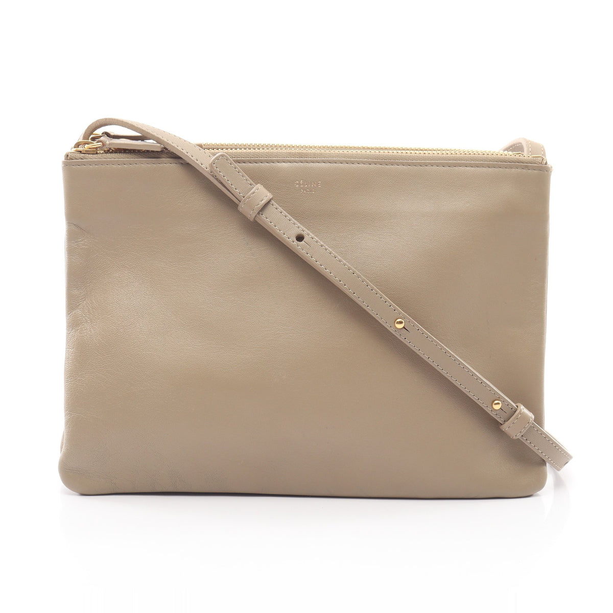 TRIO LARGE トリオ ラージ ショルダーバッグ レザー グレーベージュ セリーヌ バッグ CELINE