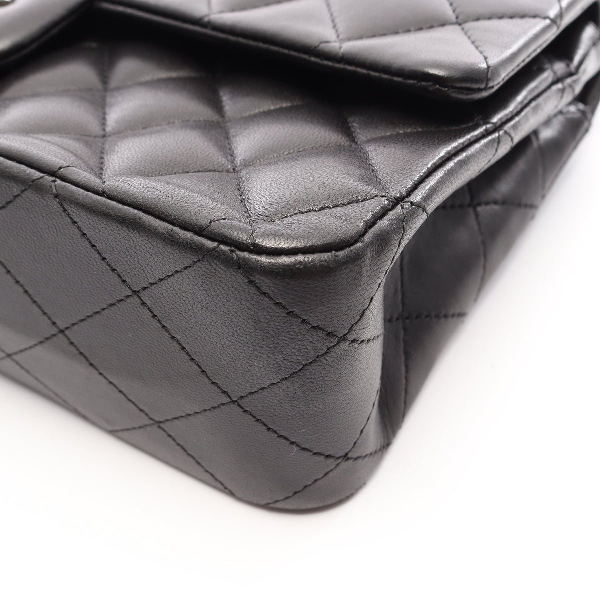マトラッセ Wフラップ Wチェーンショルダーバッグ ラムスキン ブラック シルバー金具 シャネル バッグ CHANEL