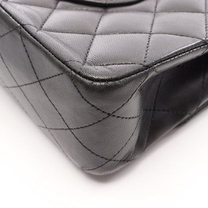 マトラッセ Wフラップ Wチェーンショルダーバッグ ラムスキン ブラック シルバー金具 シャネル バッグ CHANEL