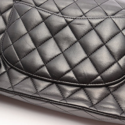 マトラッセ Wフラップ Wチェーンショルダーバッグ ラムスキン ブラック シルバー金具 シャネル バッグ CHANEL