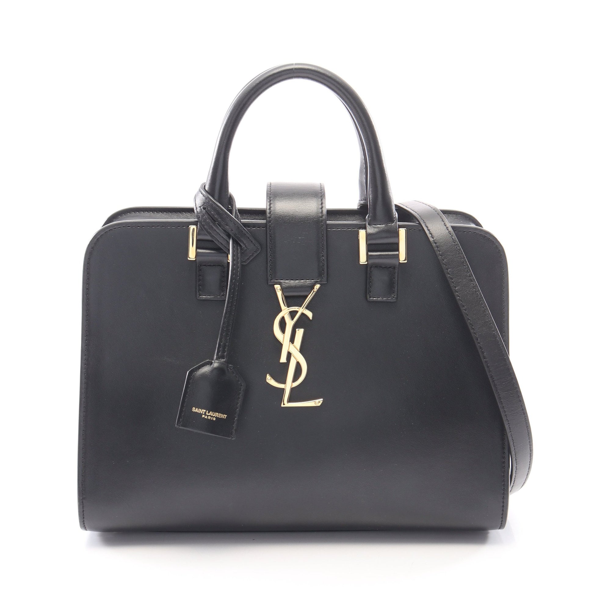 YSLライン ベイビー モノグラム カバス 2WAY ハンドバッグ レザー ブラック サンローランパリ バッグ SAINT LAURENT PARIS
