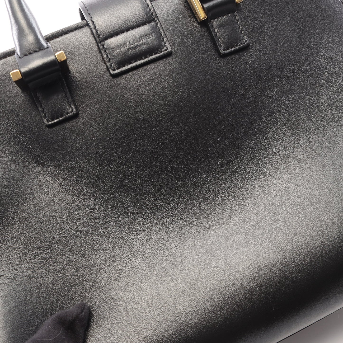 YSLライン ベイビー モノグラム カバス 2WAY ハンドバッグ レザー ブラック サンローランパリ バッグ SAINT LAURENT PARIS