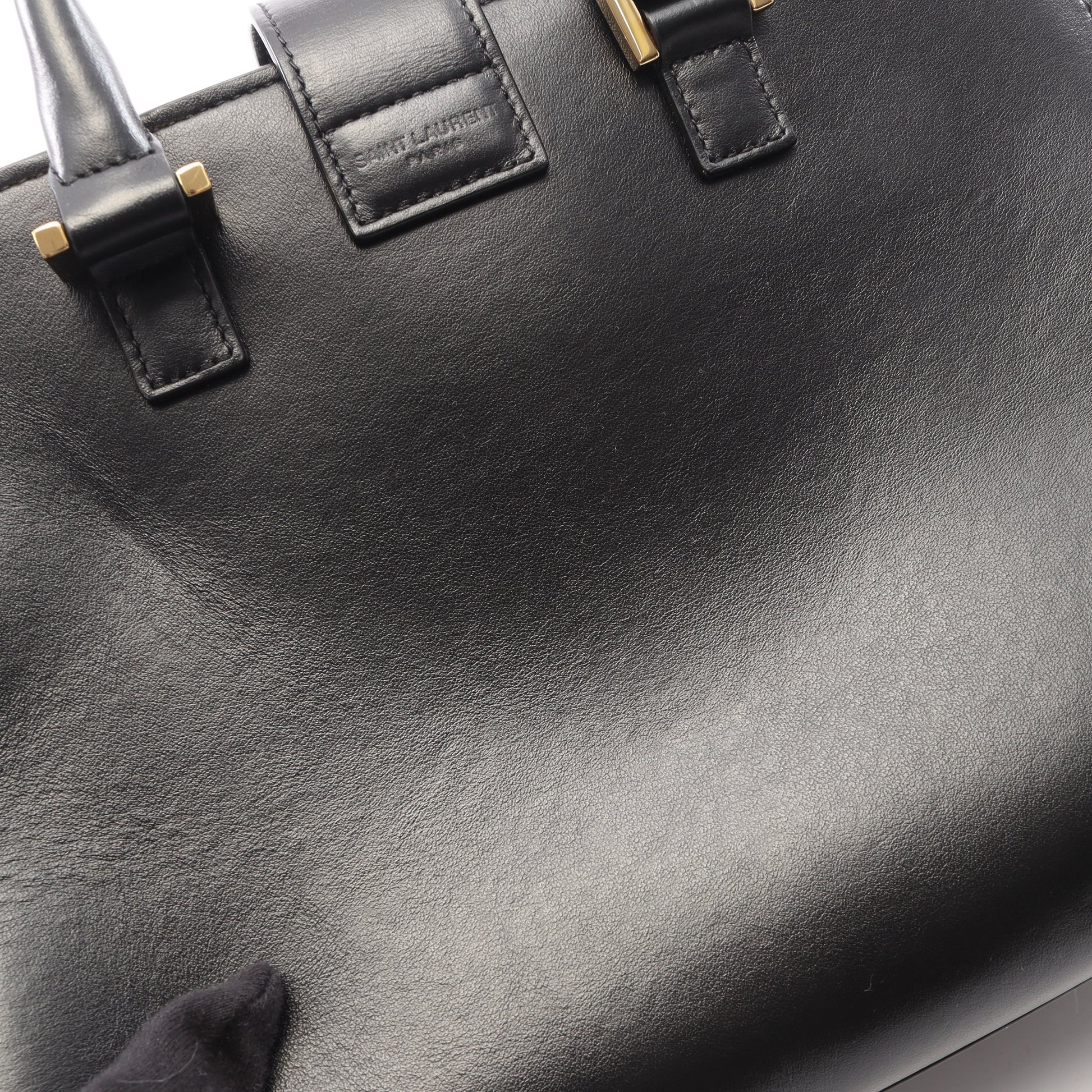 YSLライン ベイビー モノグラム カバス 2WAY ハンドバッグ レザー ブラック サンローランパリ バッグ SAINT LAURENT PARIS