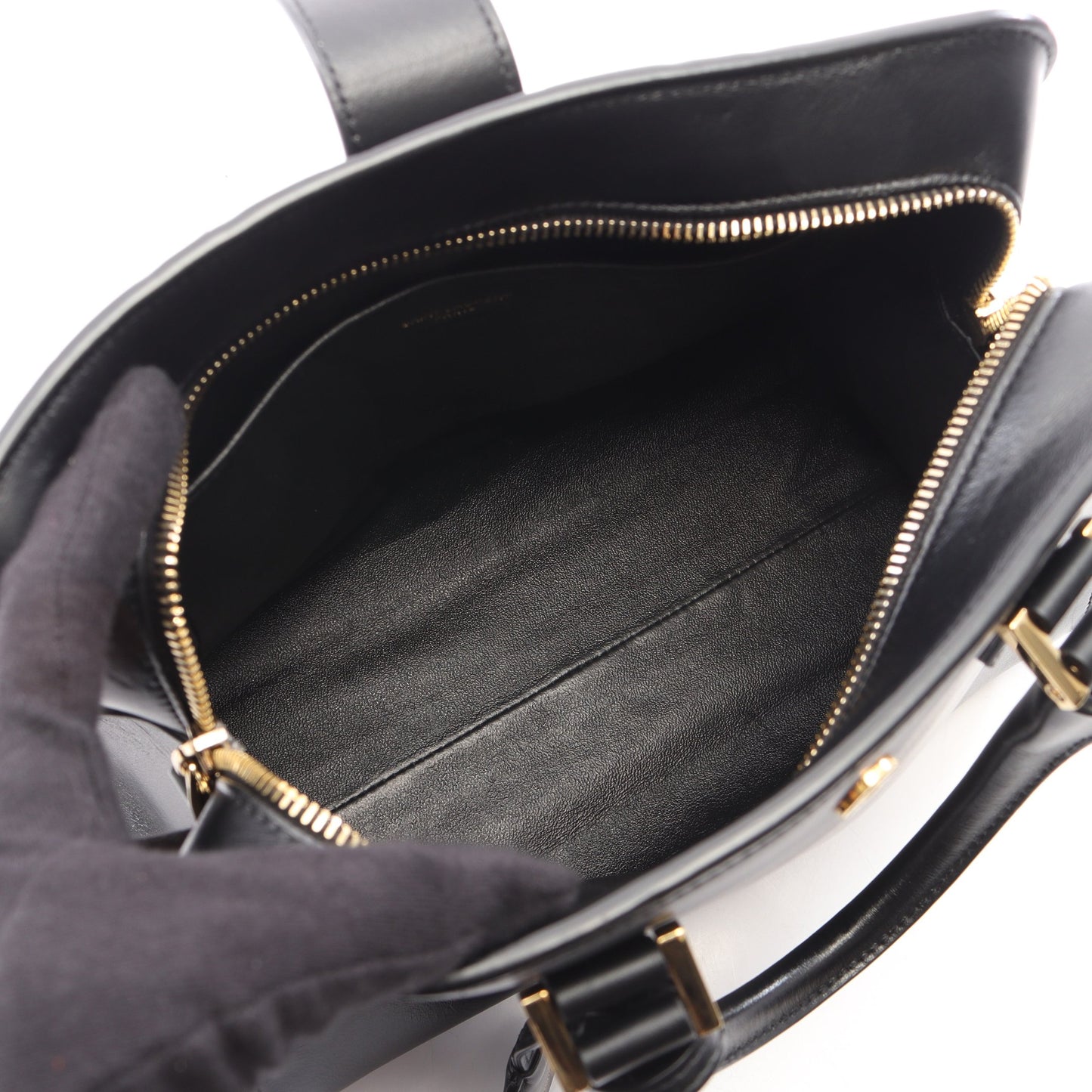 YSLライン ベイビー モノグラム カバス 2WAY ハンドバッグ レザー ブラック サンローランパリ バッグ SAINT LAURENT PARIS