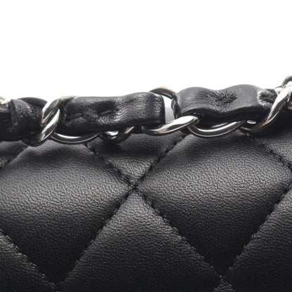 マトラッセ Wフラップ Wチェーンショルダーバッグ ラムスキン ブラック シルバー金具 シャネル バッグ CHANEL