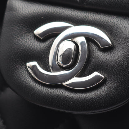 マトラッセ Wフラップ Wチェーンショルダーバッグ ラムスキン ブラック シルバー金具 シャネル バッグ CHANEL