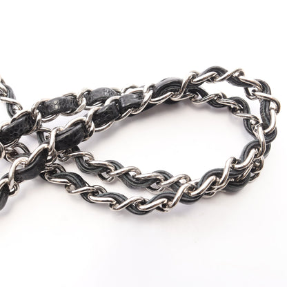 マトラッセ Wフラップ Wチェーンショルダーバッグ キャビアスキン ブラック シルバー金具 シャネル バッグ CHANEL