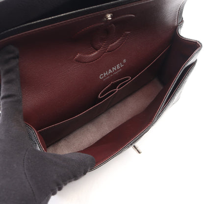 マトラッセ Wフラップ Wチェーンショルダーバッグ キャビアスキン ブラック シルバー金具 シャネル バッグ CHANEL