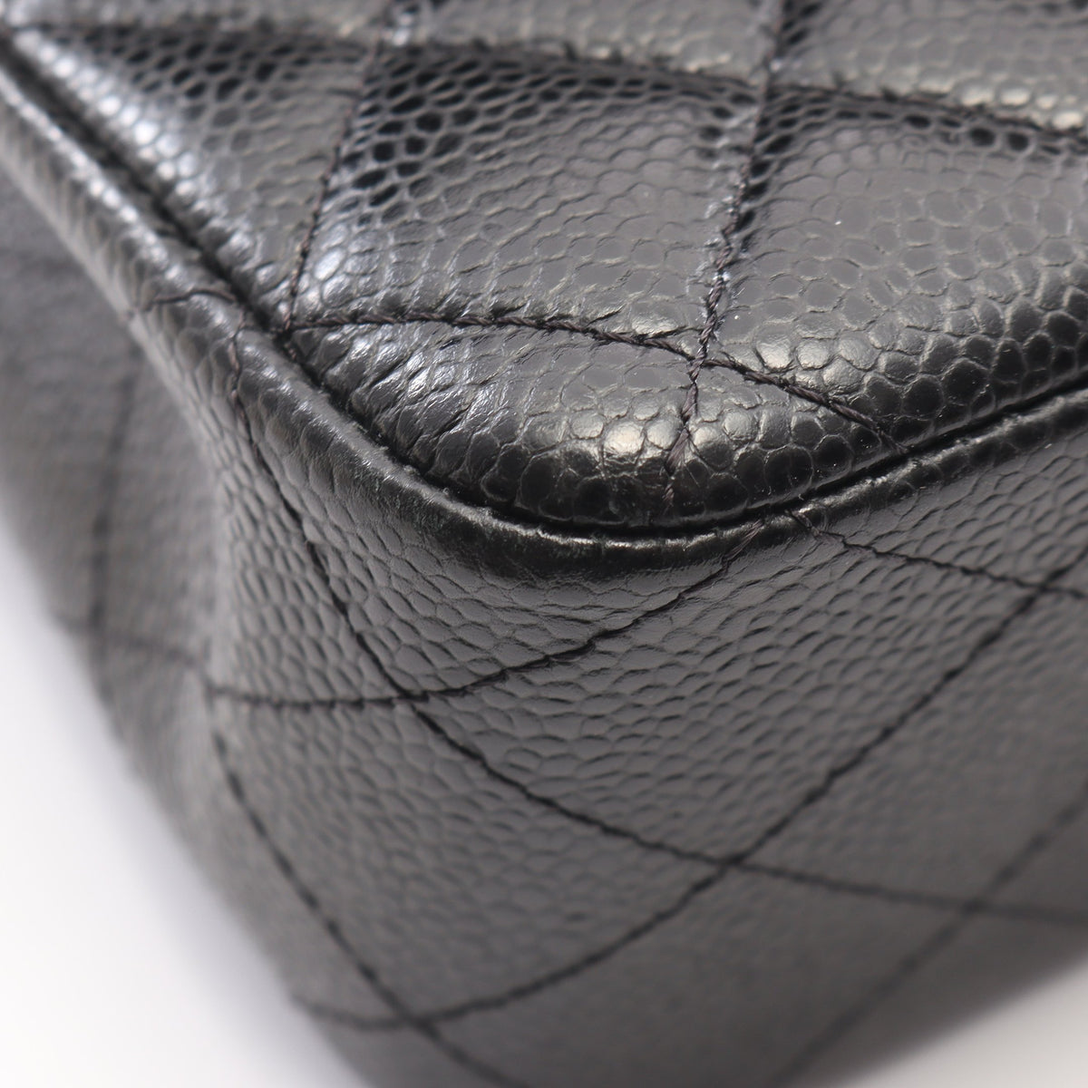 マトラッセ Wフラップ Wチェーンショルダーバッグ キャビアスキン ブラック シルバー金具 シャネル バッグ CHANEL