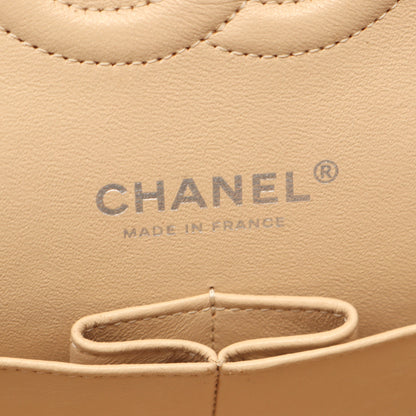 マトラッセ Wフラップ Wチェーンショルダーバッグ キャビアスキン ベージュ シルバー金具 シャネル バッグ CHANEL