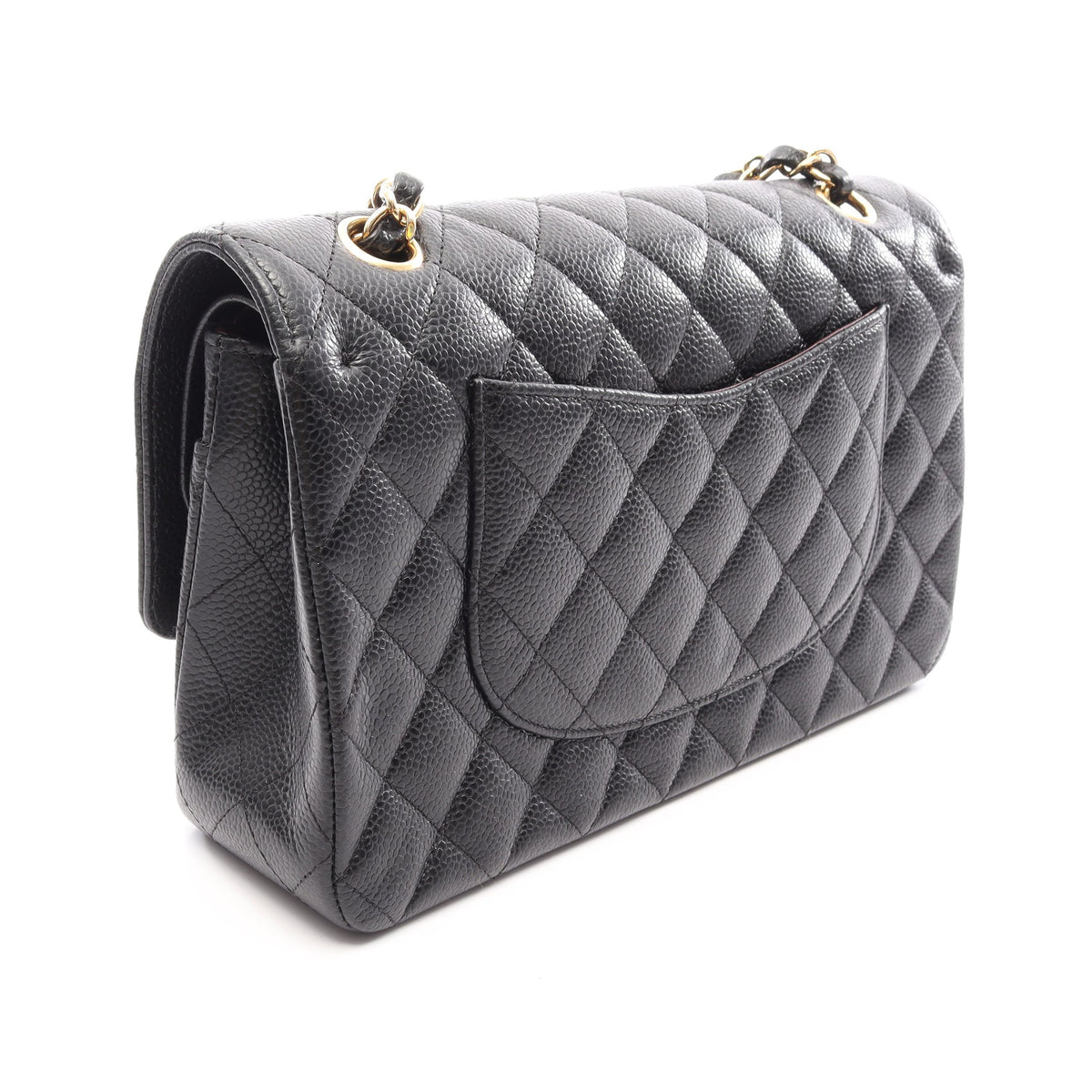 マトラッセ Wフラップ Wチェーンショルダーバッグ キャビアスキン ブラック ゴールド金具 シャネル バッグ CHANEL