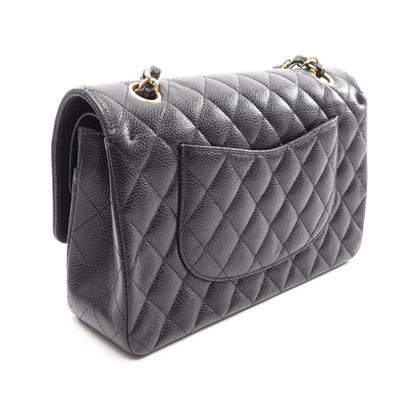 マトラッセ Wフラップ Wチェーンショルダーバッグ キャビアスキン ブラック ゴールド金具 シャネル バッグ CHANEL
