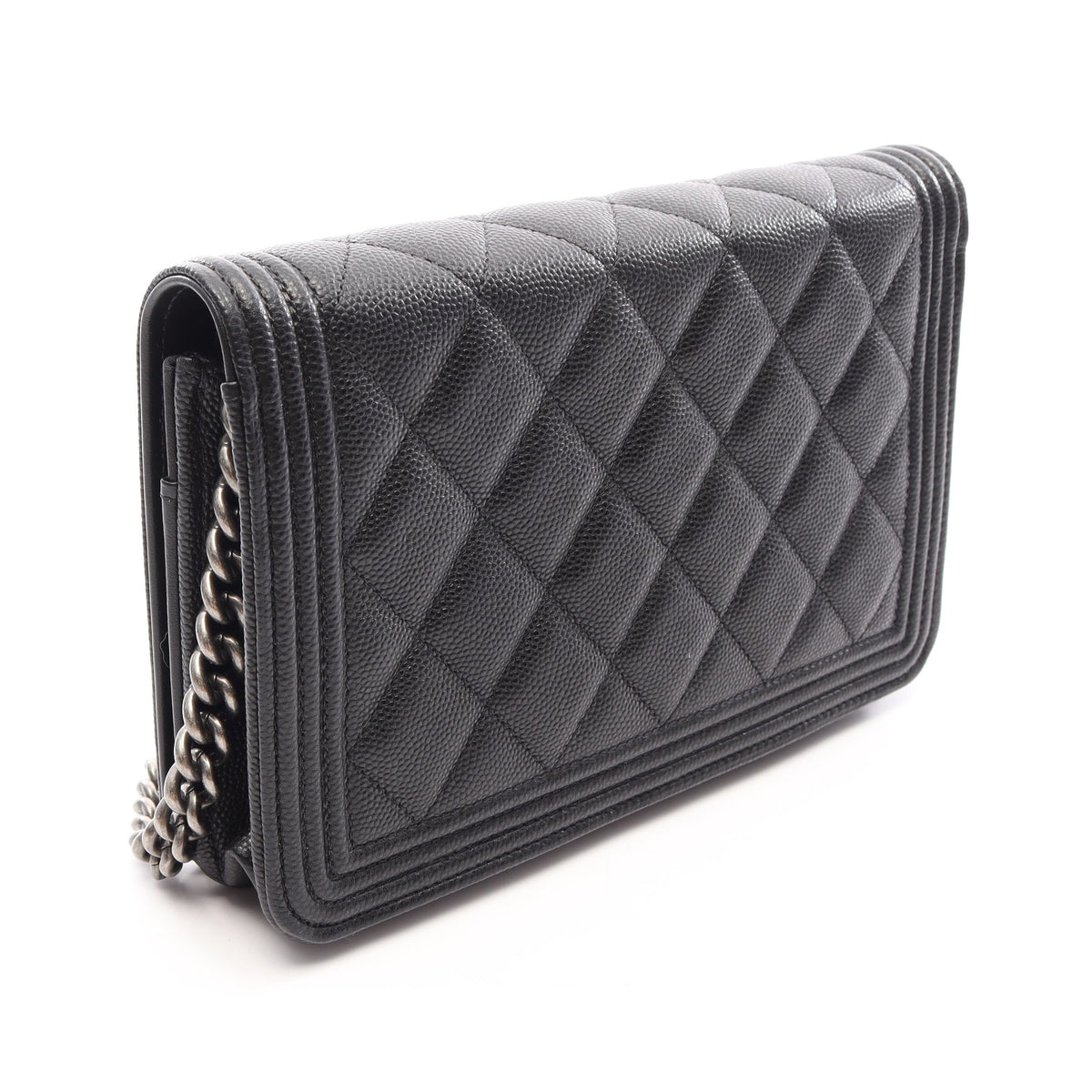 ボーイシャネル マトラッセ チェーンウォレット キャビアスキン ブラック シルバー金具 シャネル バッグ CHANEL