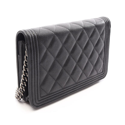 ボーイシャネル マトラッセ チェーンウォレット キャビアスキン ブラック シルバー金具 シャネル バッグ CHANEL