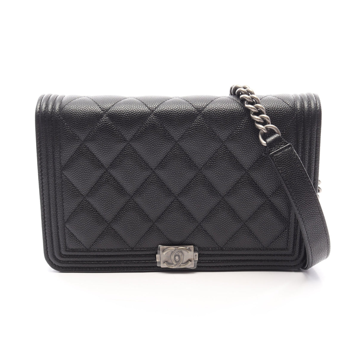 ボーイシャネル マトラッセ チェーンウォレット キャビアスキン ブラック シルバー金具 シャネル バッグ CHANEL