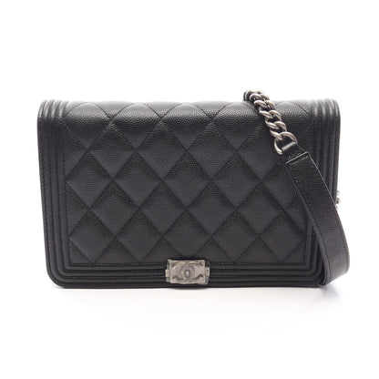 ボーイシャネル マトラッセ チェーンウォレット キャビアスキン ブラック シルバー金具 シャネル バッグ CHANEL