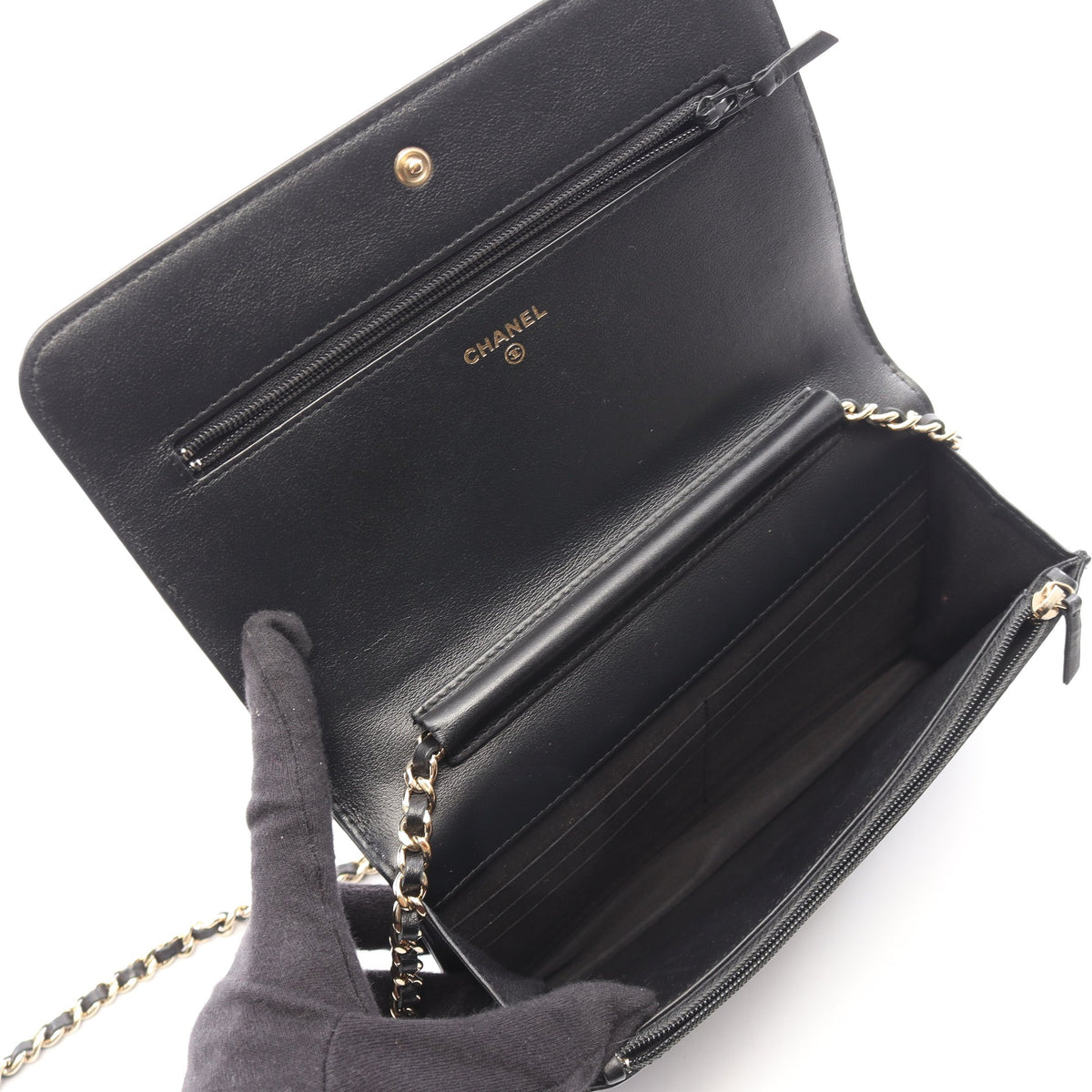ボーイシャネル チェーンウォレット ラムスキン ブラック シャンパンゴールド ゴールド金具 シャネル バッグ CHANEL