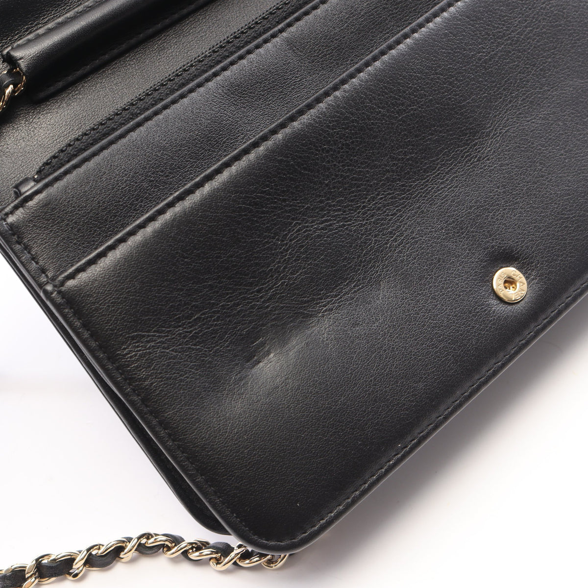 ボーイシャネル チェーンウォレット ラムスキン ブラック シャンパンゴールド ゴールド金具 シャネル バッグ CHANEL