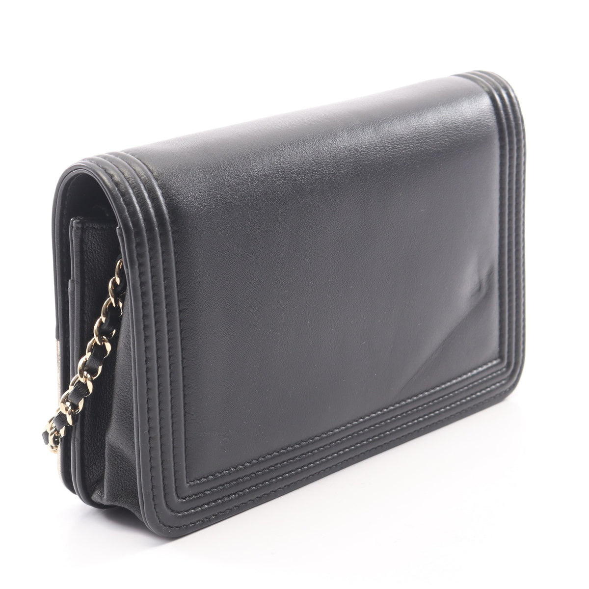 ボーイシャネル チェーンウォレット ラムスキン ブラック シャンパンゴールド ゴールド金具 シャネル バッグ CHANEL
