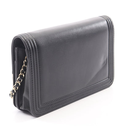 ボーイシャネル チェーンウォレット ラムスキン ブラック シャンパンゴールド ゴールド金具 シャネル バッグ CHANEL