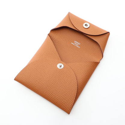 バスティア ゴールド コインケース ヴォーエプソン ライトブラウン シルバー金具 W刻印 エルメス 財布・小物 HERMES
