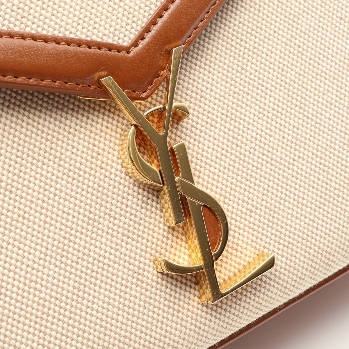 カサンドラ 2WAY ハンドバッグ キャンバス レザー アイボリー ブラウン サンローランパリ バッグ SAINT LAURENT PARIS